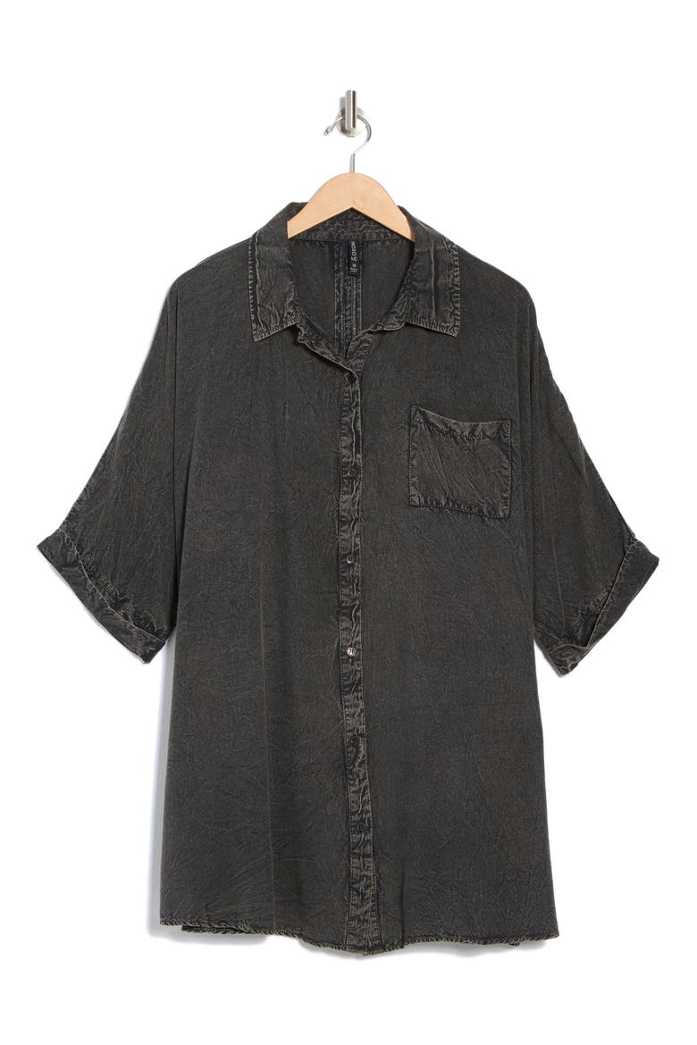 Short Sleeve Button-Up Shirt, Alternate, color, BLACK