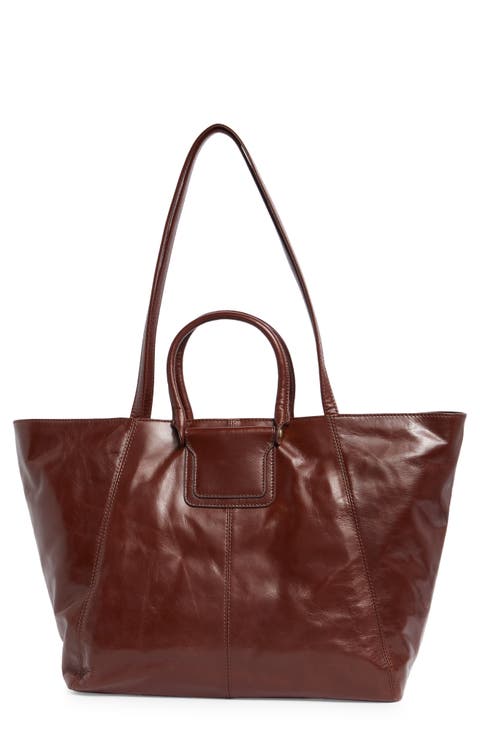 Sheila East/West Leather Tote