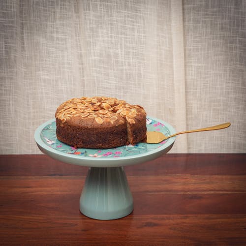 Mela Artisans Aqua Flora Pedestal Cake Stand In Blue