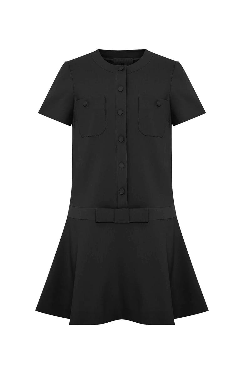 THEO The Label Daphne Fluted Mod Dress, Main, color, Black