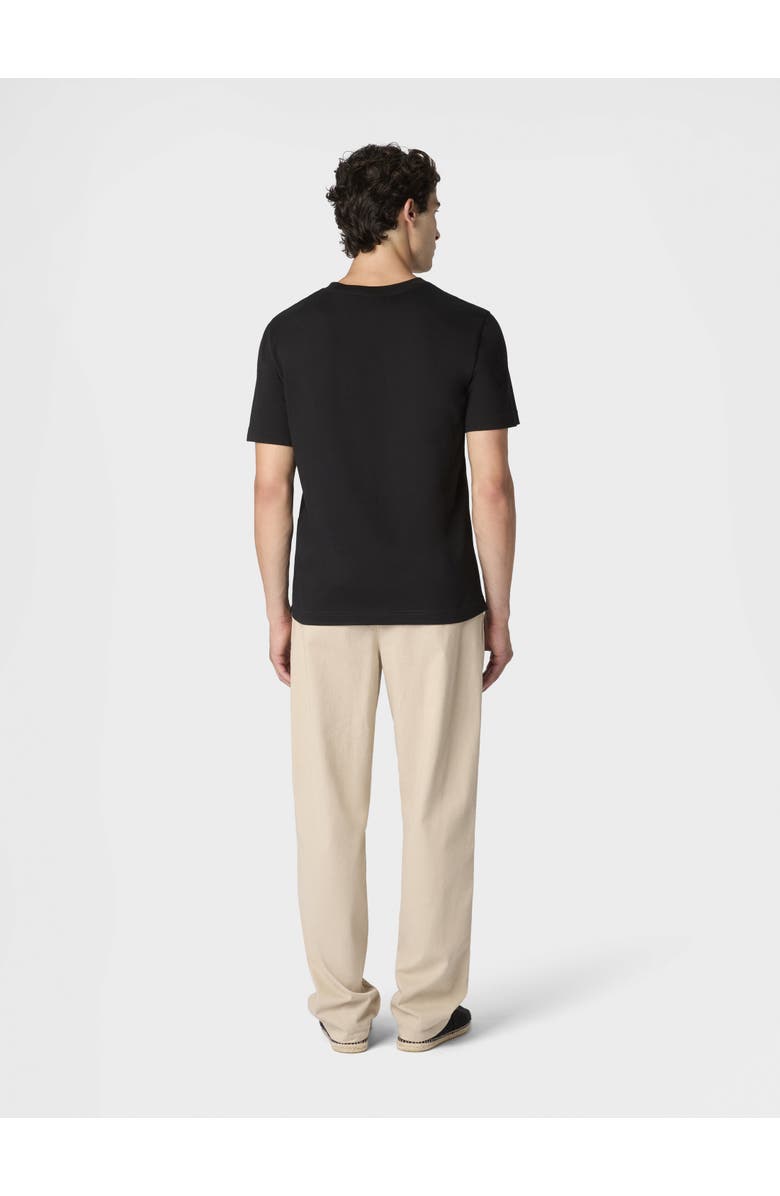 Missoni Crew Neck T-shirt In Cotton With Embroidery And Logo, Alternate, color, Black