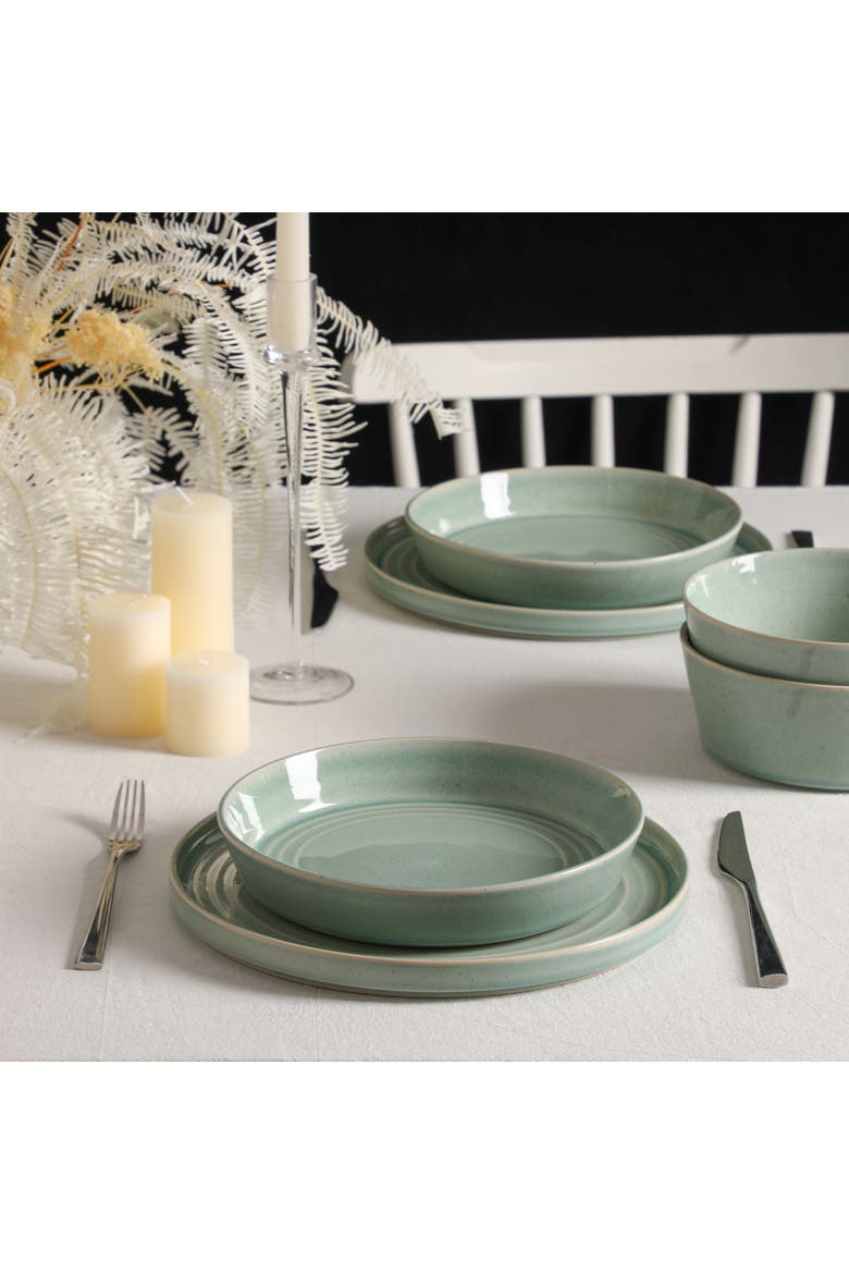 Claire Stoneware 24-Piece Dinnerware Set, Alternate, color, Green