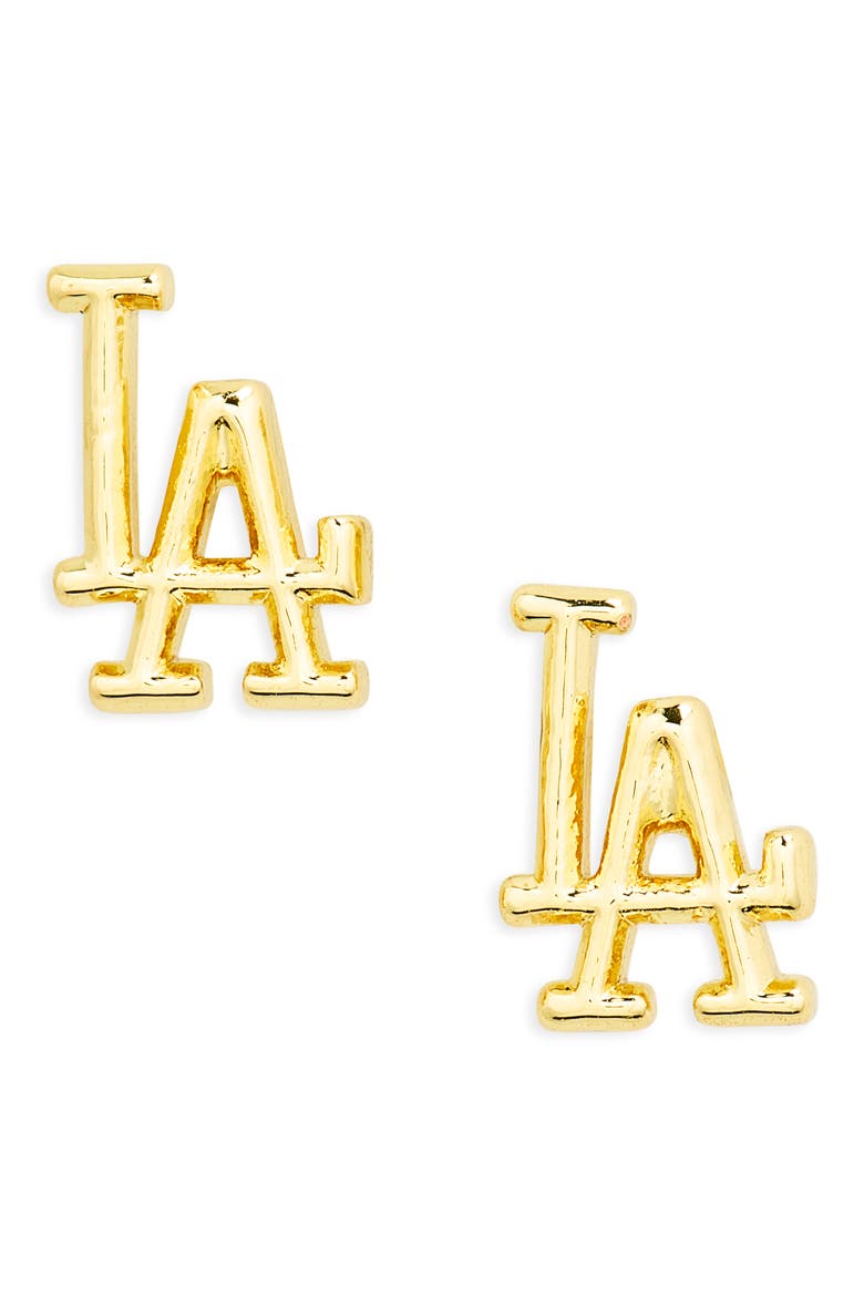 Los Angeles Dodgers Logo Stud Earrings, Main, color, GOLD