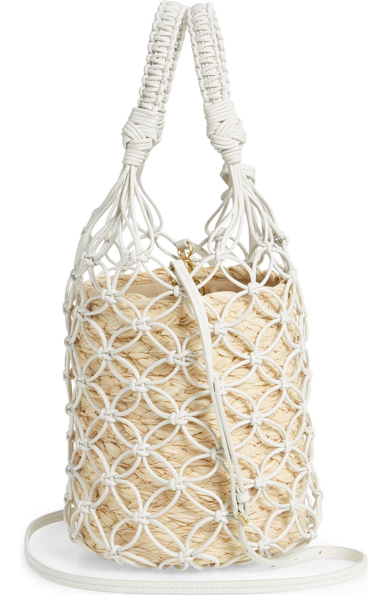 Miu Miu Woven Leather & Raffia Bucket Bag, Alternate, color,