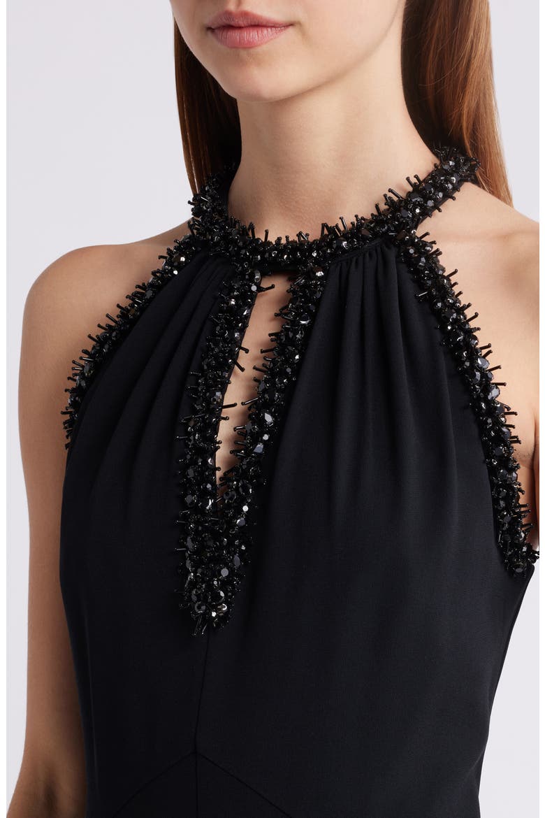 Aria Beaded Sleeveless Cocktail Dress, Alternate, color, BLACK