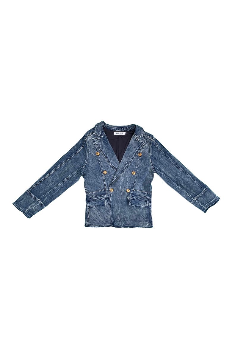 Double Breasted Denim Blazer, Alternate, color, MEDIUM BLUE