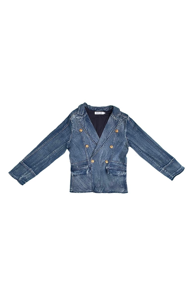 NIKKI LUND Double Breasted Denim Blazer, Alternate, color, Medium Blue