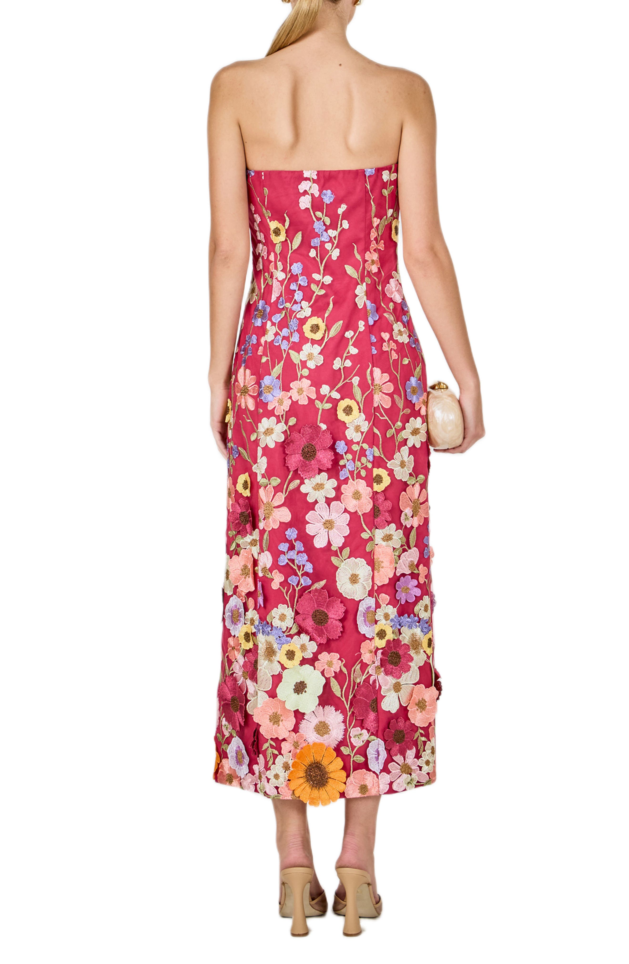 Floral Embroidered Strapless Maxi Dress - image 2