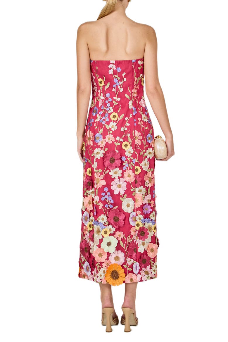 Floral Embroidered Strapless Maxi Dress, Alternate, color, MULBERRY