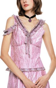 Anna Sui Crushed Satin Bow Top