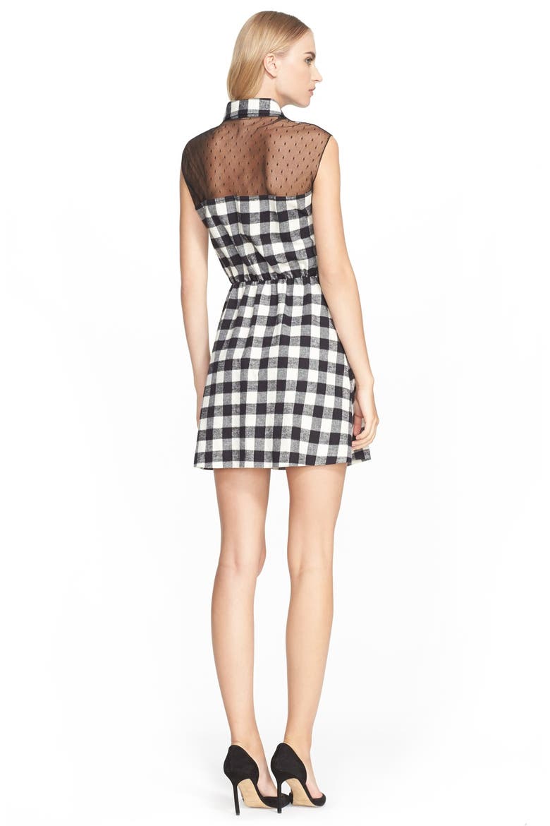 Sleeveless Buffalo Plaid Woven Dress, Alternate, color, IVORY/ BLACK