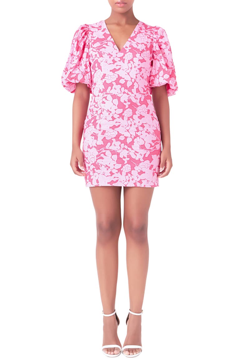 Floral Cotton Minidress, Main, color, RED/ PINK
