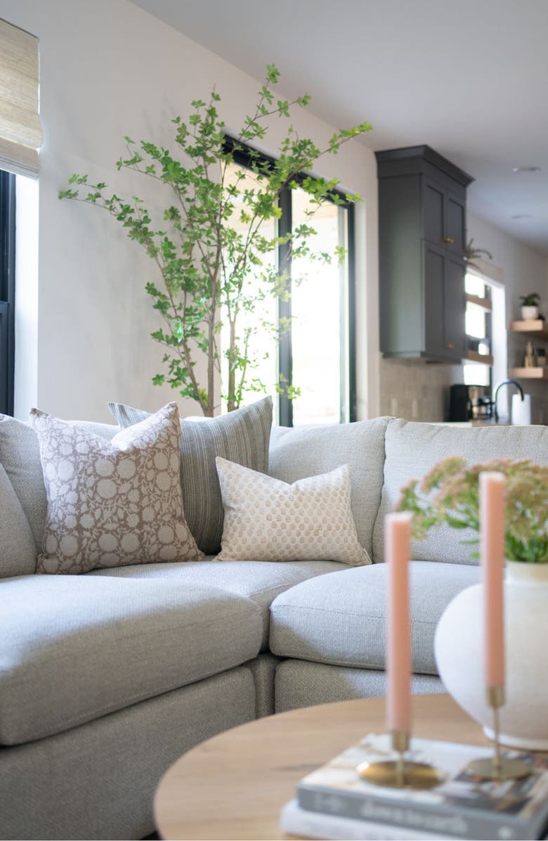 Linen & James Davis Olive Woven Stripe Pillow Cover, Alternate, color, Olive Green