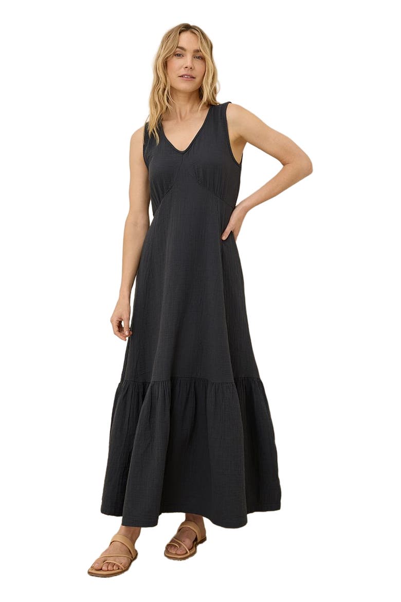 Organic Cotton Double Gauze Beach To Brunch Dress, Alternate, color, Black