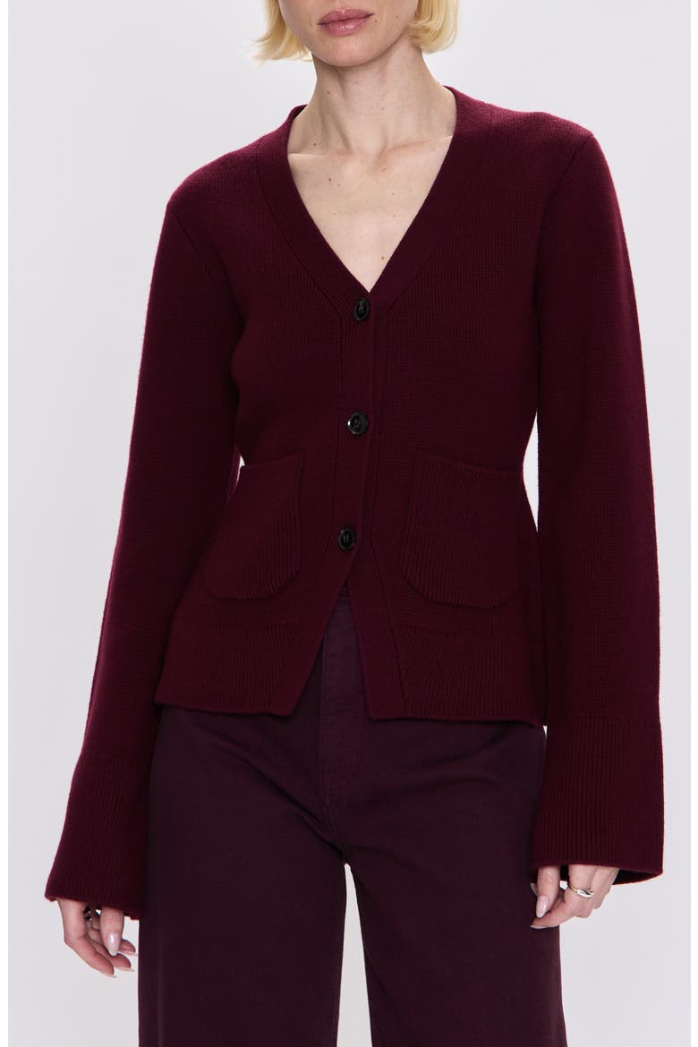 Aeron V-Neck Cardigan, Main, color, CLARET