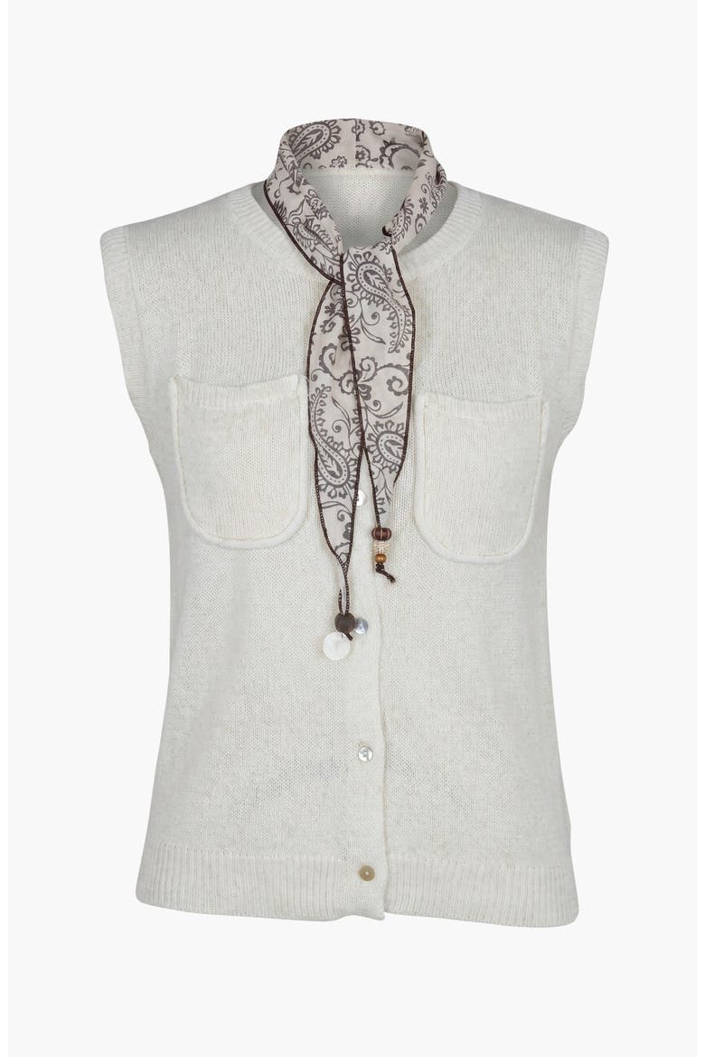 Soft Knit Sleeveless Cardigan Vest, Main, color, White