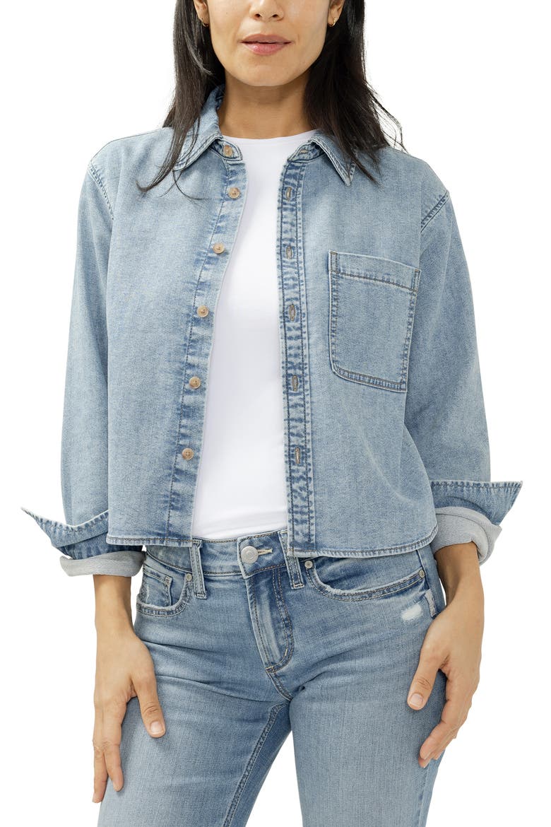 Lightweight Knit Denim Shirt, Alternate, color, CRICKETS