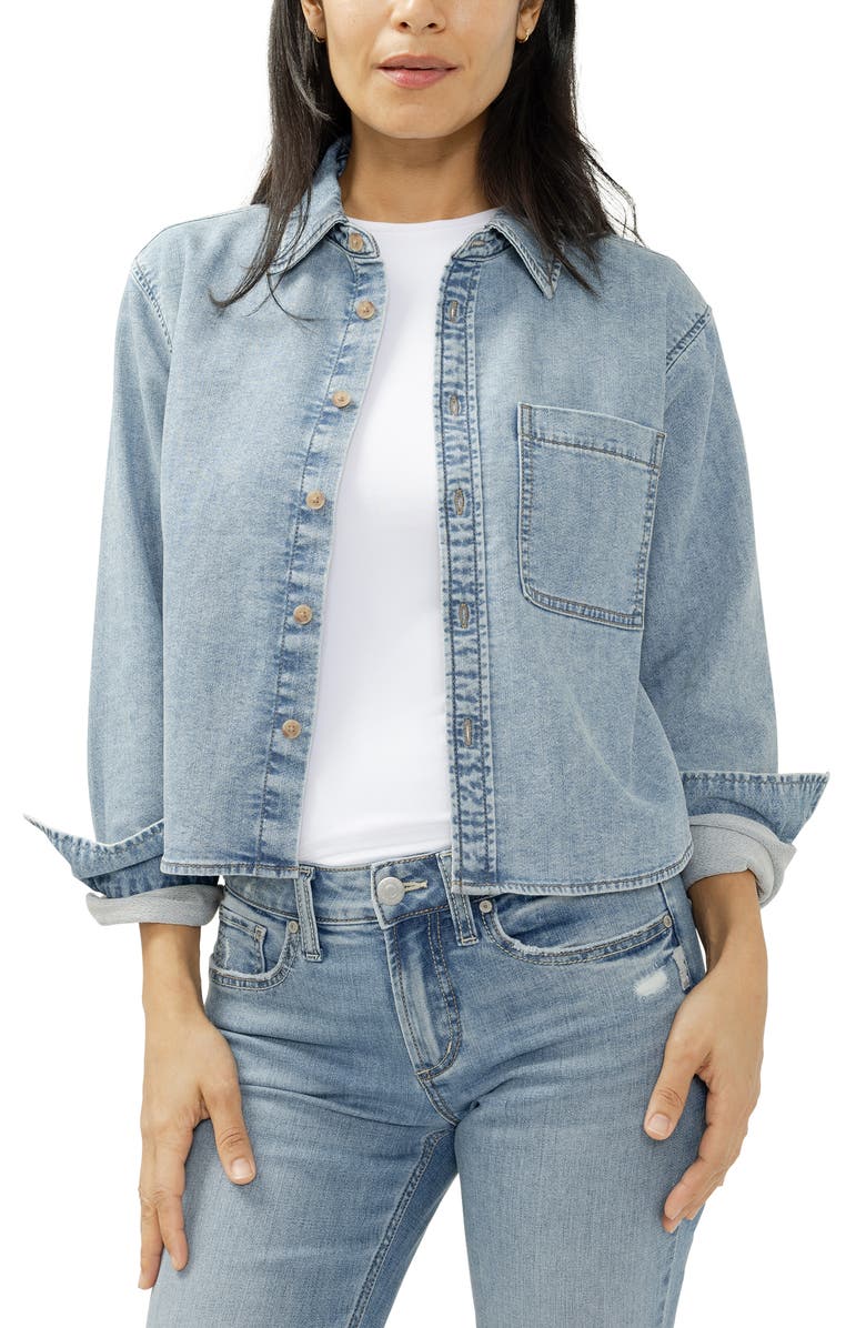 Silver Jeans Co. Lightweight Knit Denim Shirt, Alternate, color, Crickets