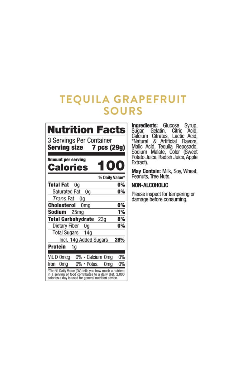 sugarfina Tequila Grapefruit Sours Set of 3 Candy Cubes, Alternate, color, Multi