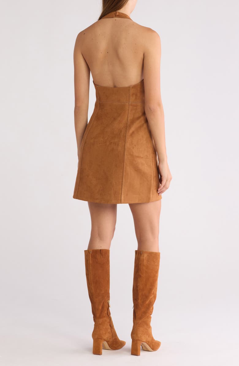 MOTHER The Neckline Faux Suede Halter Dress, Alternate, color, 