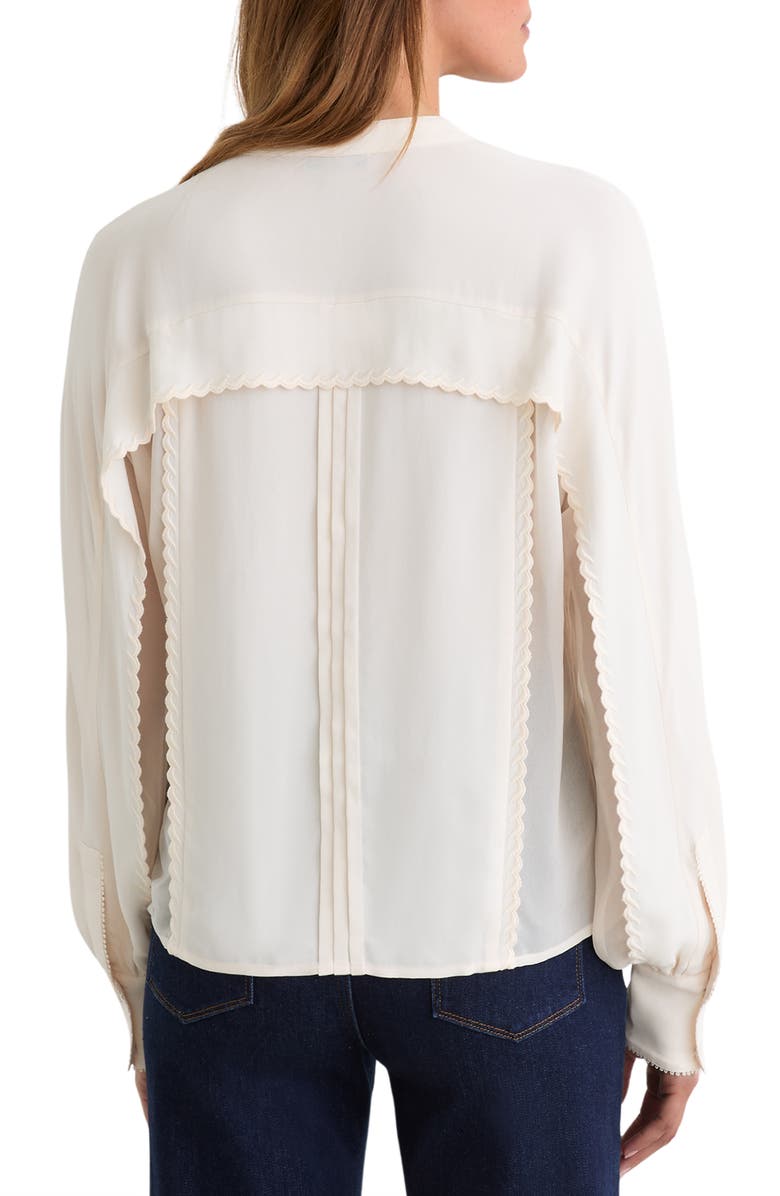 Reiss Maddie Pleated Button-Up Top, Alternate, color, Pale Pink