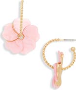 NATASHA Flower Drop 'C' Hoop Earrings
