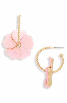 NATASHA Flower Drop 'C' Hoop Earrings