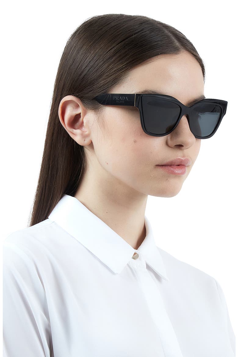 53mm Cat Eye Sunglasses, Alternate, color, BLACK WHITE