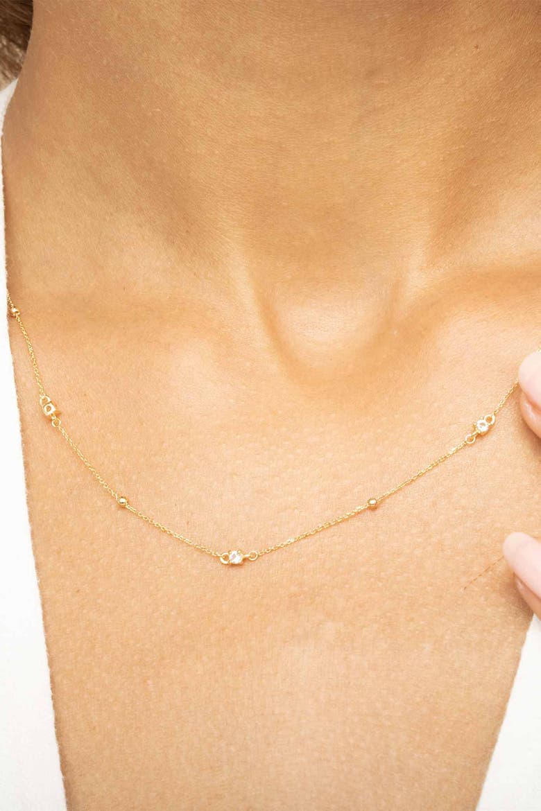 14K Yellow Gold Seeing Sparks Station Necklace, Alternate, color, Yellow Gold