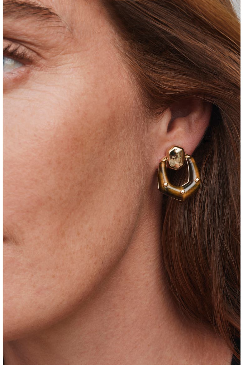 Embry Gold Open Frame Earrings, Alternate, color, GOLD DARK BROWN TIGERS EYE