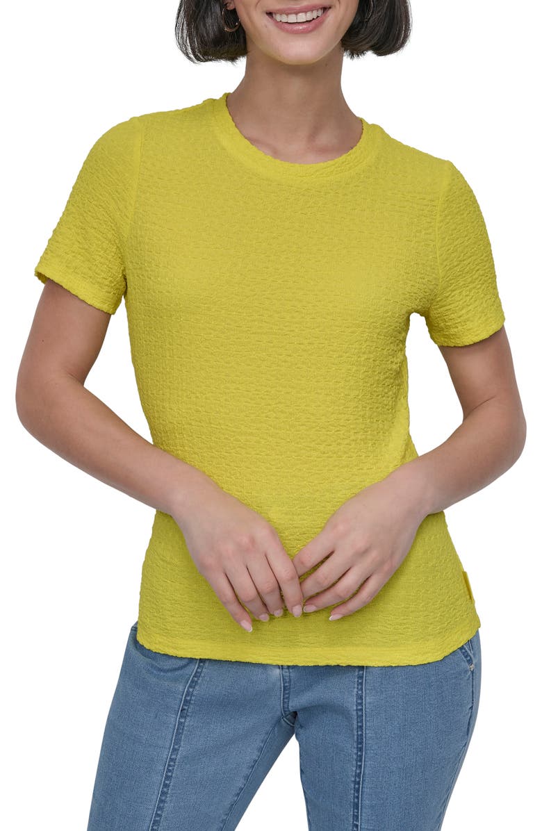 DKNY Textured T-Shirt, Main, color, Daffodil