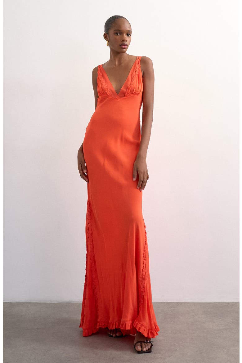Embroidered Sleeveless Maxi Dress, Main, color, ORANGE