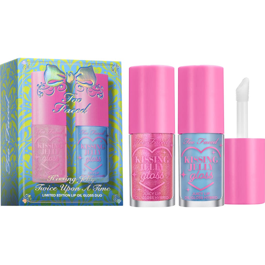 Too Faced Kissing Jelly Twice Upon A Time Lip Oil Gloss Duo $44 Value In Transparent