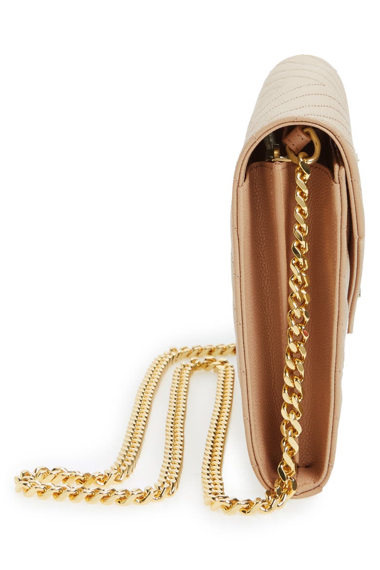 Cassandre Matelassé Leather Wallet on a Chain, Alternate, color, 2721 DARK BEIGE