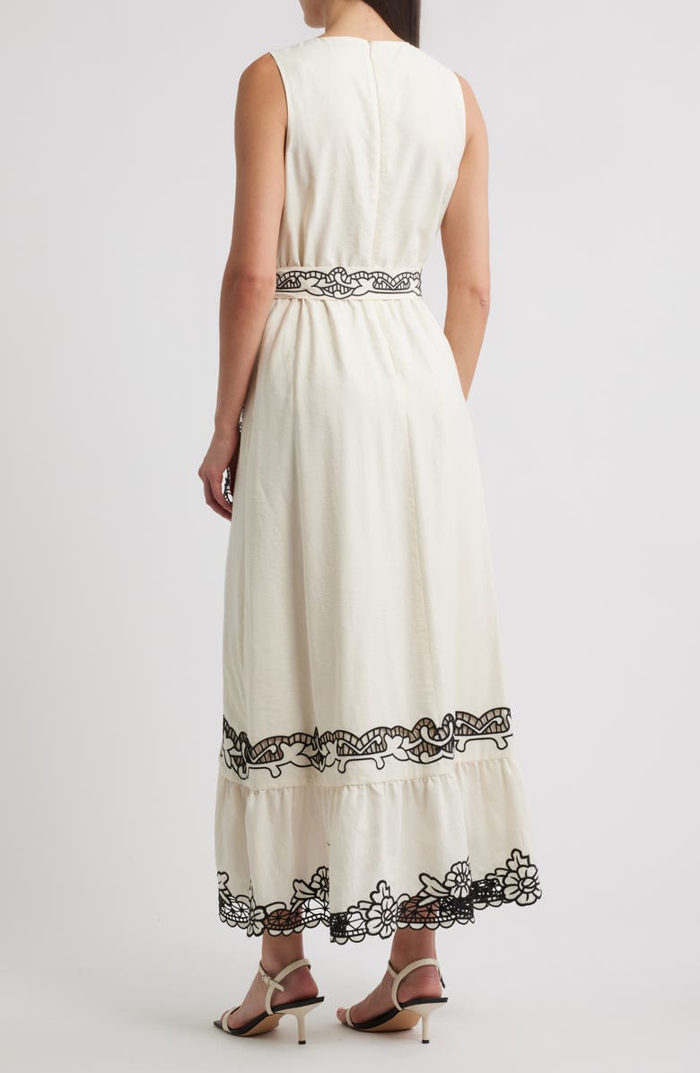 Elie Tahari Poppy Embroidered Faux-Wrap Maxi Dress, Alternate, color, 