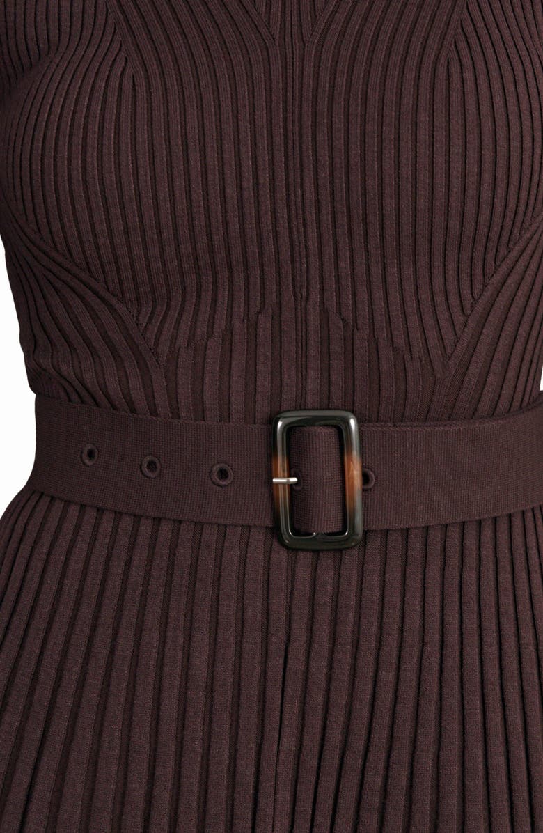 Reiss Vivi Long Sleeve Rib Dress, Alternate, color, Plum Purple