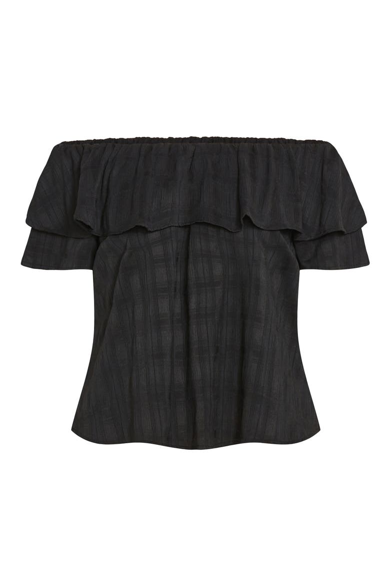 Christy Off the Shoulder Ruffle Top, Alternate, color, BLACK