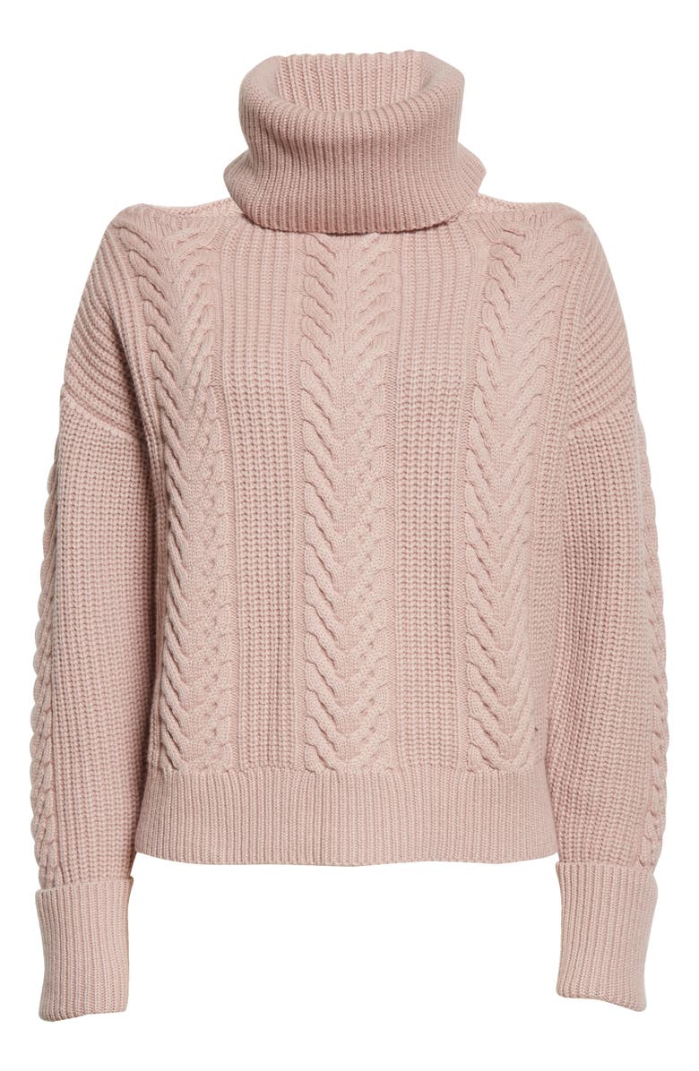 PAIGE Lorilee Cold Shoulder Wool Blend Turtleneck Sweater, Alternate, color, Wildrose