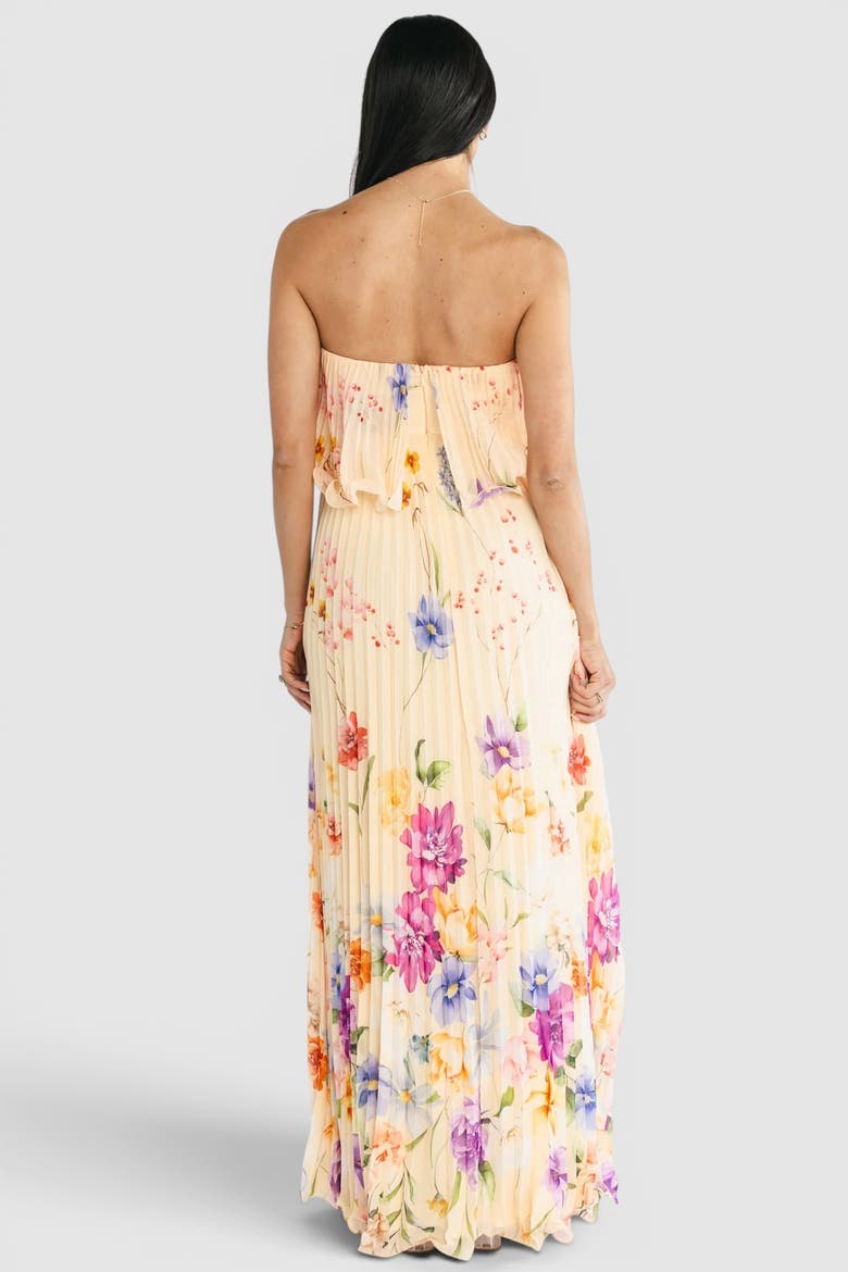 Bloom Pleated Strapless Maxi Dress, Alternate, color, Yellow