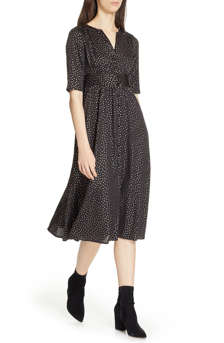 ba&sh Gala Foil Print Midi Dress, Alternate, color, 