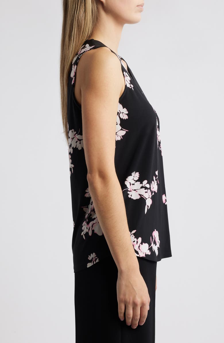 Anne Klein Floral Print Pleat Neck Shell, Alternate, color, 