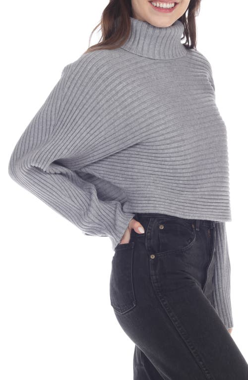 Rain And Rose Turtleneck Rib Crop Sweater In Gray