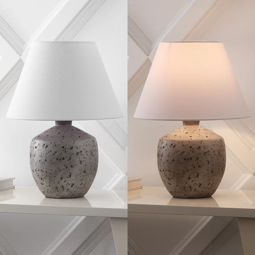 Jonathan Y Myron 18" Minimalist Scandinavian Concrete Effect Resin/iron Led Table Lamp In Antique Gray