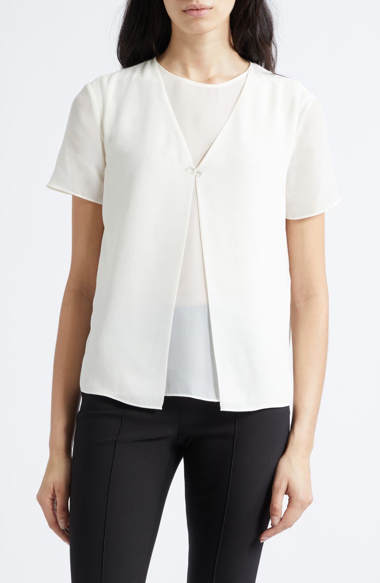 Emporio Armani Techno Georgette Top, Main, color, Ivory