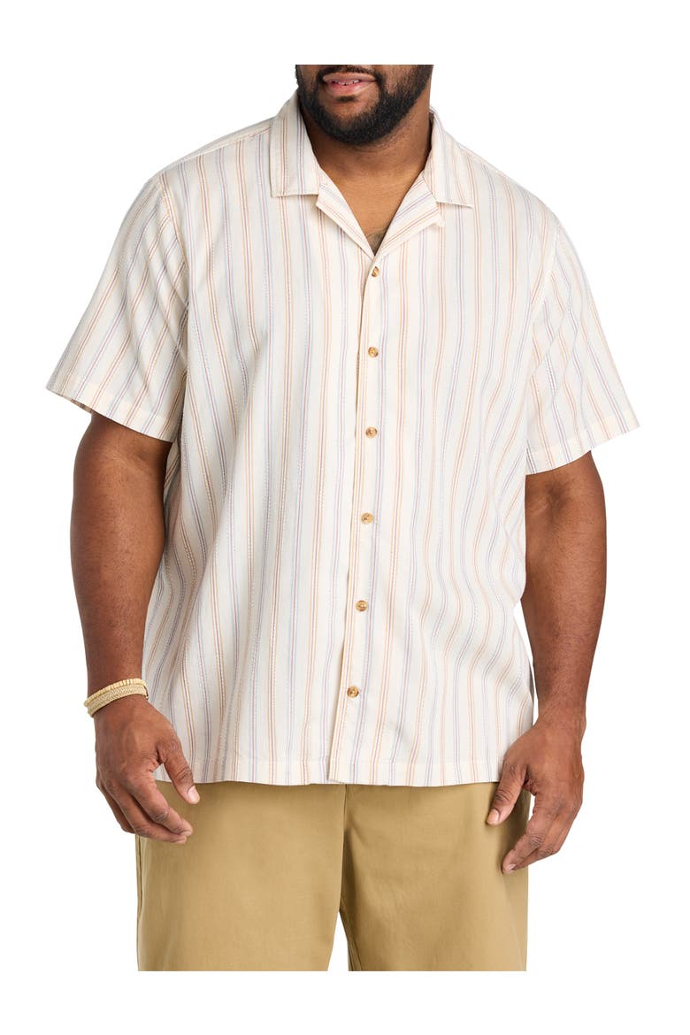 Big & Tall Striped Camp Shirt, Alternate, color, SAIL WHITE