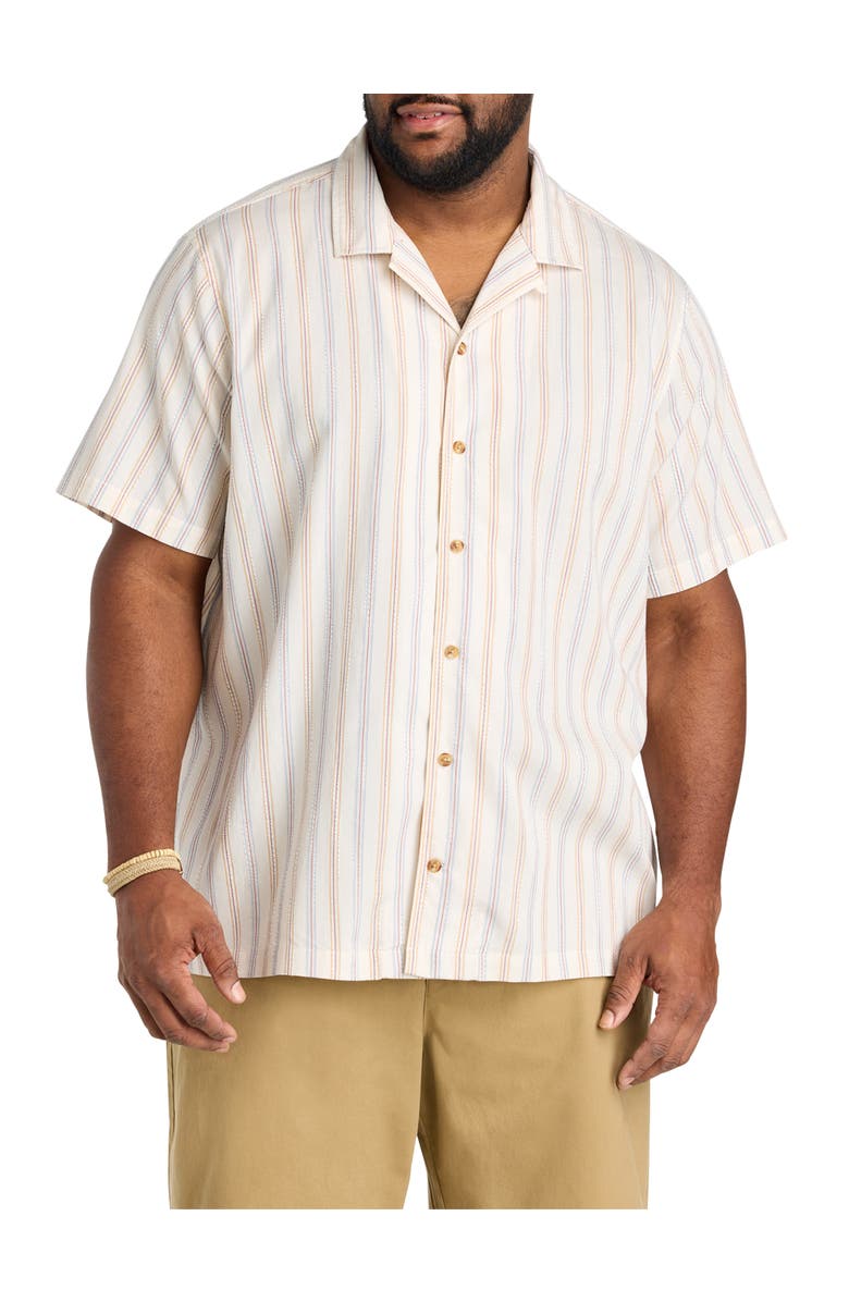 Nautica Big & Tall Striped Camp Shirt, Alternate, color, Sail White