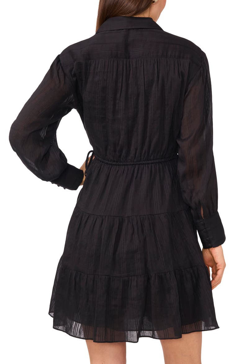 Long Sleeve Tiered Shirtdress, Alternate, color, RICH BLACK