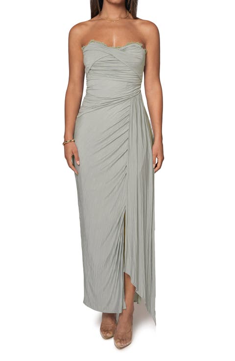 Roe Drape Stretch Strapless Maxi Dress