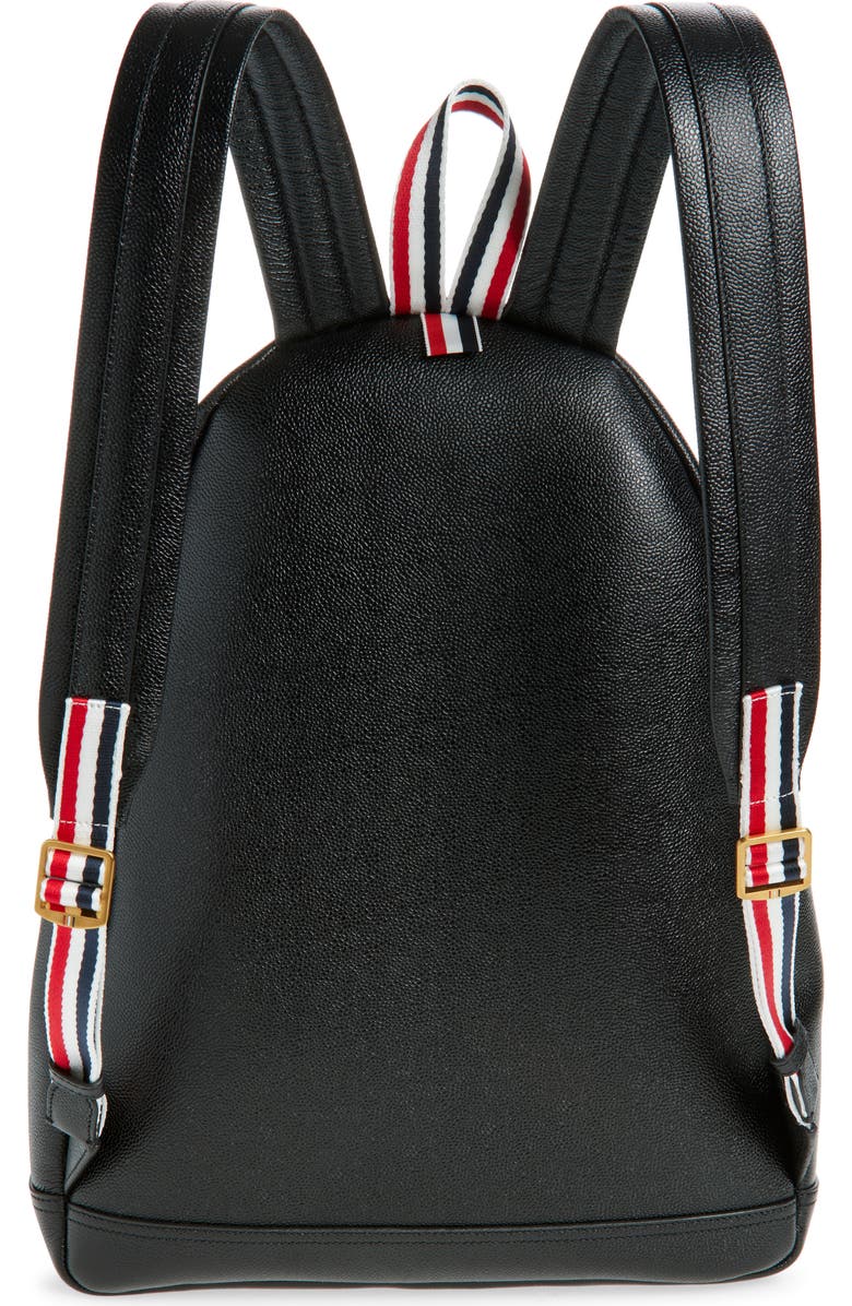 Thom Browne RWB Stripe Pebbled Leather Backpack, Alternate, color, Black