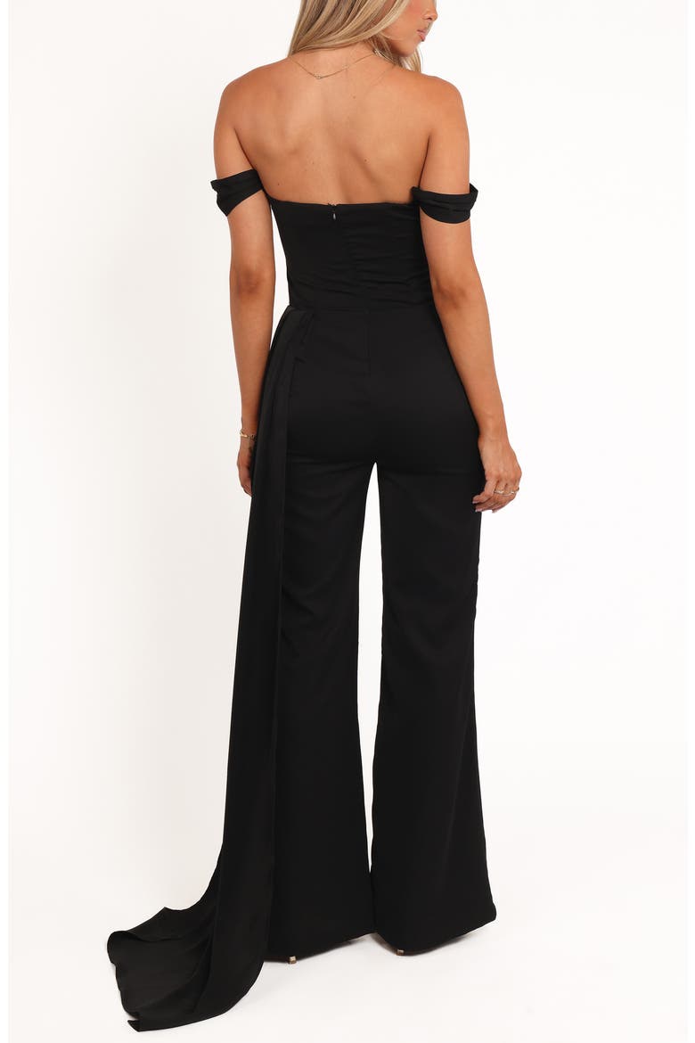 Jenny Drape Off the Shoulder Jumpsuit, Alternate, color, BLACK